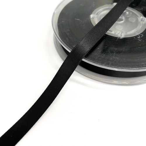 Kétoldalas szatén szalag 9 mm black