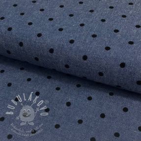 Pamutvászon JEANS Flock dot dark blue