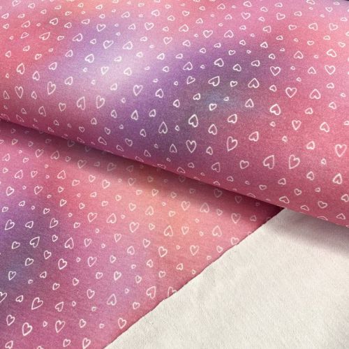 Szabadidő anyag Hearts pink lavender digital print