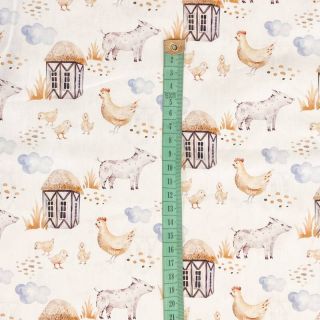 Pamutvászon Snoozy fabrics Farm style Piggy digital print