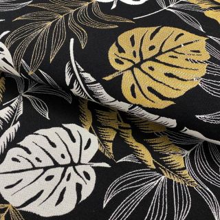 Dekorációs anyag jacquard Botanic leaf metallic deluxe