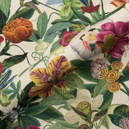 Dekorációs anyag premium Linenlook Flashy Floral Party digital print
