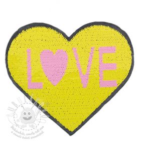 Kétoldalas flitterek Heart love yellow