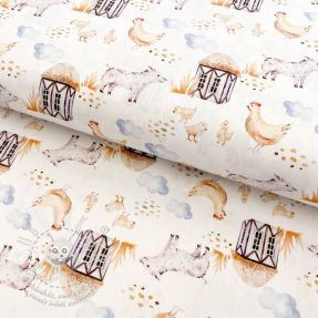 Pamutvászon Snoozy fabrics Farm style Piggy digital print