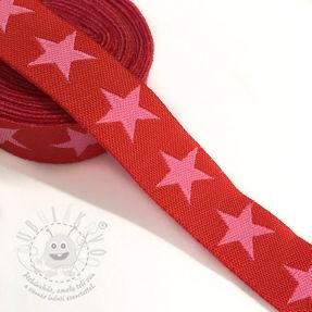 Szalag Stars red/pink