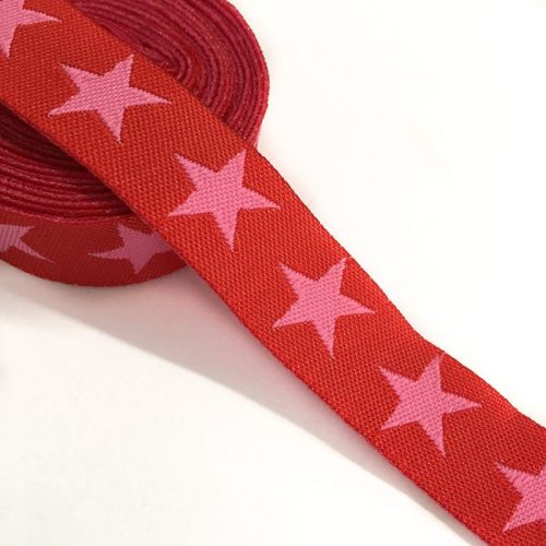 Szalag Stars red/pink