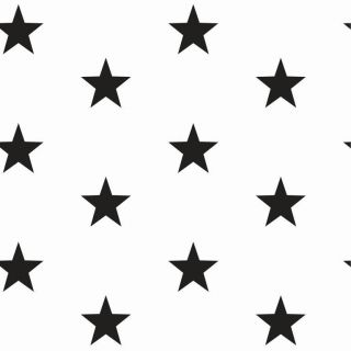 Pamutvászon Stars white/black