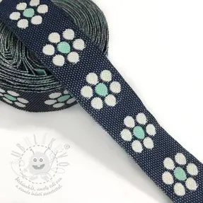 Szalag Jeans flowers mint