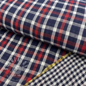 Dupla géz/muszlin Double sided Checks navy