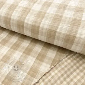Dupla géz/muszlin Double sided CHECKS MINI beige