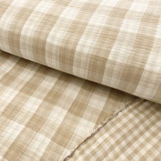 Dupla géz/muszlin Double sided CHECKS MINI beige