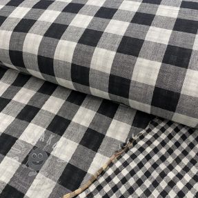 Dupla géz/muszlin Double sided CHECKS MINI black