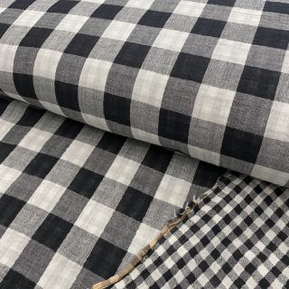 Dupla géz/muszlin Double sided CHECKS MINI black