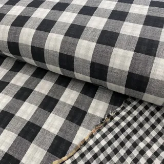 Dupla géz/muszlin Double sided CHECKS MINI black