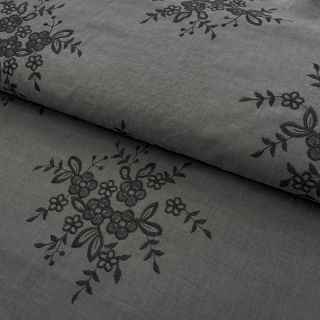 Pamutvászon Embroidery Bouquet grey