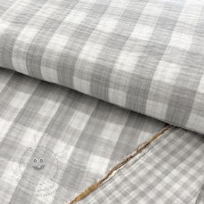 Dupla géz/muszlin Double sided CHECKS MINI grey