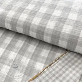 Dupla géz/muszlin Double sided CHECKS MINI grey