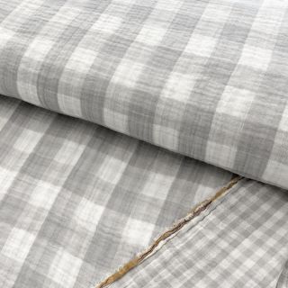 Dupla géz/muszlin Double sided CHECKS MINI grey