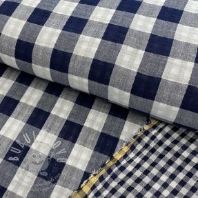 Dupla géz/muszlin Double sided CHECKS MINI navy