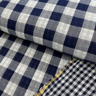 Dupla géz/muszlin Double sided CHECKS MINI navy