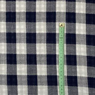 Dupla géz/muszlin Double sided CHECKS MINI navy