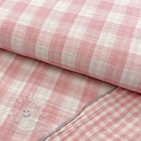 Dupla géz/muszlin Double sided CHECKS MINI old rose