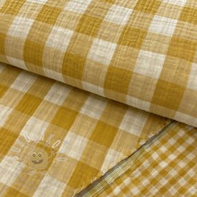 Dupla géz/muszlin Double sided CHECKS MINI ochre