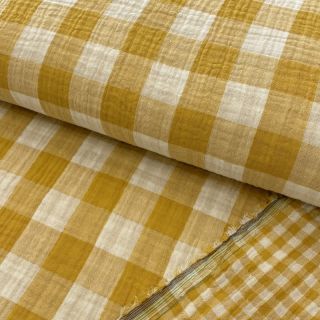 Dupla géz/muszlin Double sided CHECKS MINI ochre