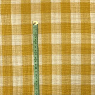 Dupla géz/muszlin Double sided CHECKS MINI ochre