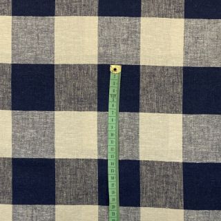 Viszkóz lenvászonnal YARN DYED CHECK navy