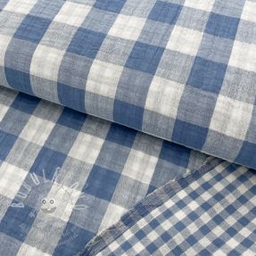 Dupla géz/muszlin Double sided CHECKS MINI indigo