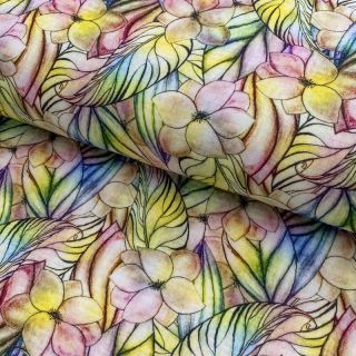 Dupla géz/muszlin Rainbow bouquet design C digital print
