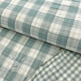 Dupla géz/muszlin Double sided CHECKS MINI green