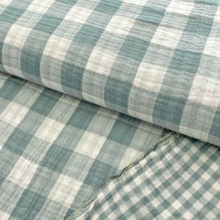 Dupla géz/muszlin Double sided CHECKS MINI green