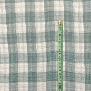 Dupla géz/muszlin Double sided CHECKS MINI green