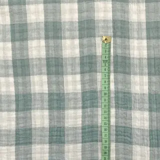 Dupla géz/muszlin Double sided CHECKS MINI green