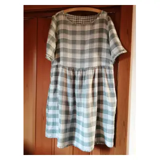 Dupla géz/muszlin Double sided CHECKS MINI green