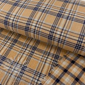 Dupla géz/muszlin Double sided CHECKS multicolour brown