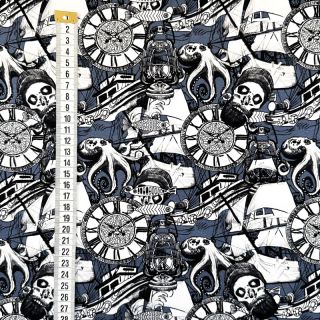 Jersey Pirate skulls blue digital print