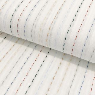 Dupla géz/muszlin Embroidery stripes white