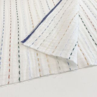 Dupla géz/muszlin Embroidery stripes white