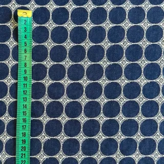 Pamutvászon JEANS Circles dark blue
