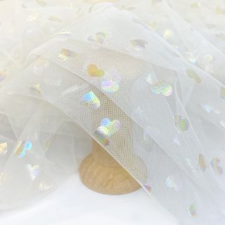 Tüll TÜTÜ Rainbow HEARTS off white