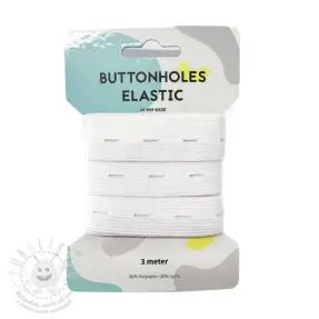 Gomblyukas gumiszalag 18 mm white 3 m