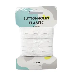 Gomblyukas gumiszalag 18 mm white 3 m