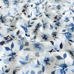 Viszkóz DOBBY Flowers blue digital print