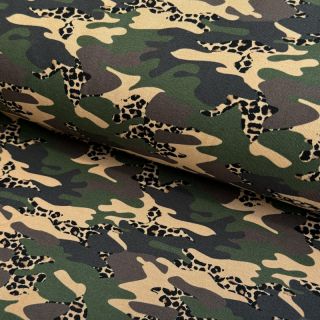 Jersey Shimmering camouflage green digital print