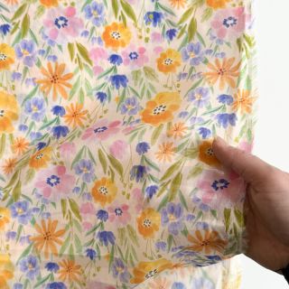 Pamutvászon VOILE Flower meadow peach digital print