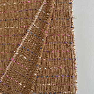Pamutvászon DOBBY CRINKLE Stripe camel