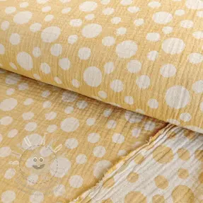 Dupla géz/muszlin JACQUARD Dots dark yellow